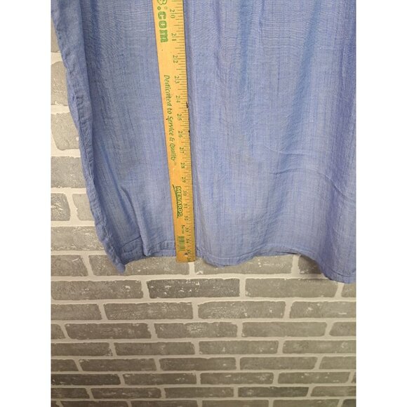 Club Z Collection Womens Blue Pleated‎ Wide Roll Tab Sleeve Button Tunic Size 1X - Picture 12 of 14